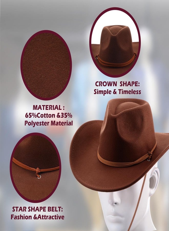 Velmitten Western Cowboy Hat for Men and Women, 4 Pack with Silk Hair Scarfs, Wide Brim Cowboy Hat, Unisex, Outdoor Activities Accessory, One Size, Black, Khaki, Coffee, Beige, Red, White - Image 4